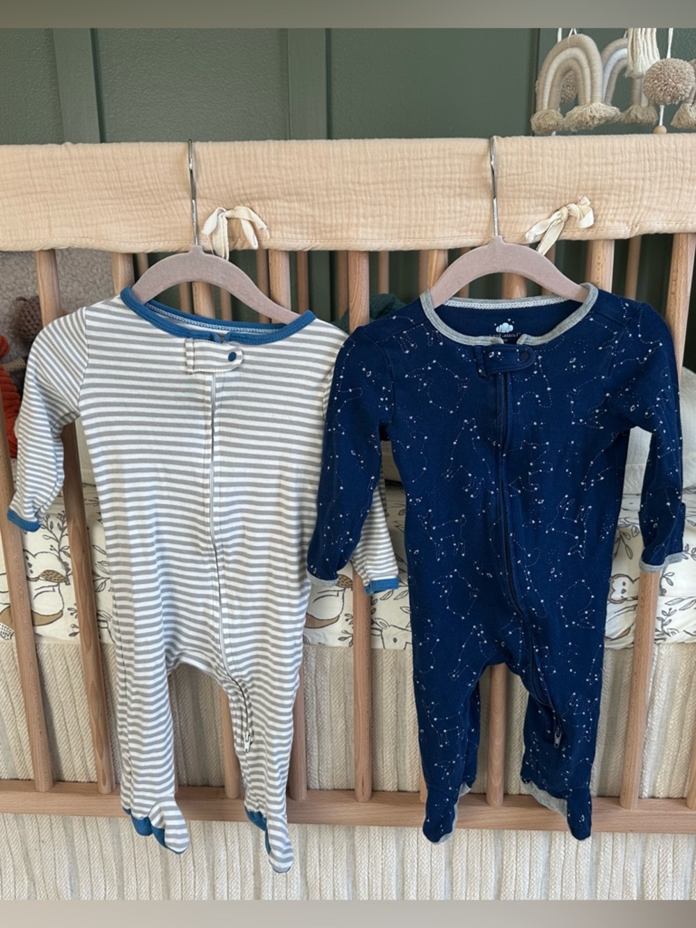 cloud island Navy Constellation & Gray Stripe Footed Sleeper Pajama Set